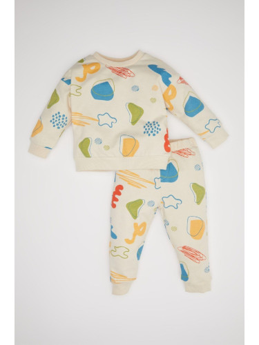 DEFACTO Baby Boy Patterned Seasonal Sweatshirt Tracksuit Bottom Top Set