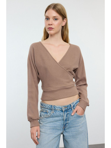 Trendyol Mink Regular/Normal Fit Fitted Ribbed Flexible Knitted Blouse