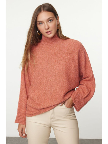 Trendyol Dusty Rose Soft Texture Wide Pattern Knitwear Sweater