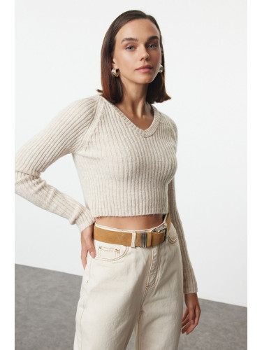 Trendyol Stone Crop Soft Texture Basic Knitwear Sweater