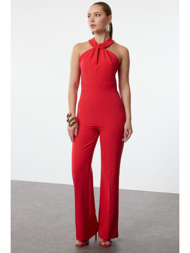 Trendyol Red Body-fitting Woven Overalls