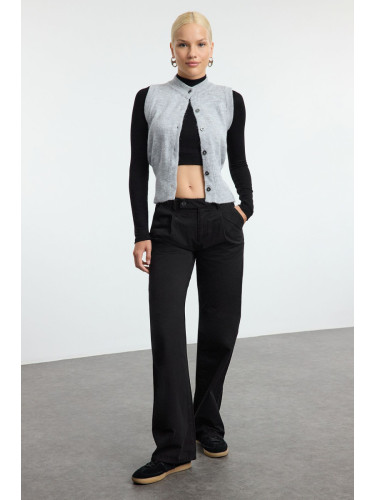 Trendyol Black Pleated Low Waist Wide Leg Trousers