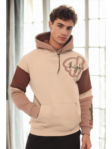 71185 Dewberry Embroidered Oversize Mens Sweatshirt-BEIGE