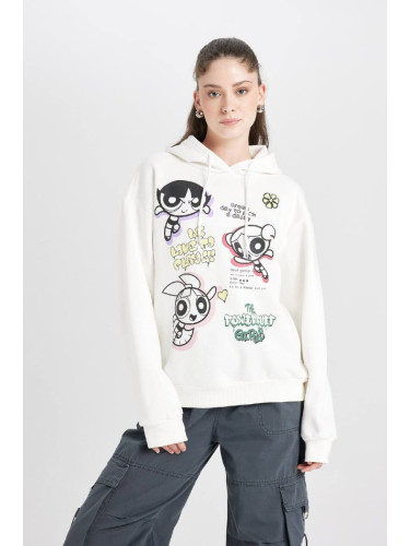 DEFACTO Cool PowerPuff Girls Oversize Fit Hooded Printed Thick Fabric Sweatshirt