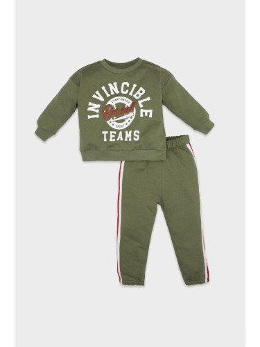 DEFACTO Baby Boy Text Printed Cotton Sweatshirt Tracksuit Bottom Top Set