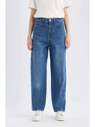 DEFACTO Carrot Fit High Waist Ankle Length Jean Washed Trousers