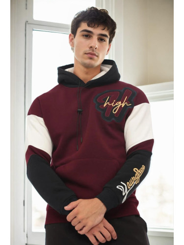 71185 Dewberry Embroidered Oversize Mens Sweatshirt-BURGUNDY