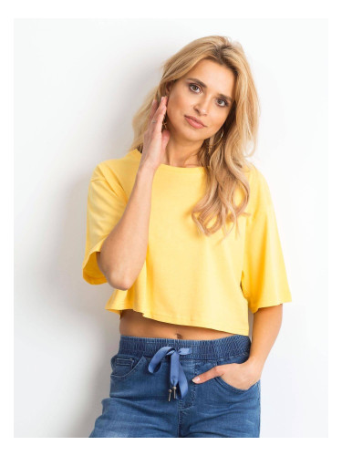 Cropped blouse solid yellow