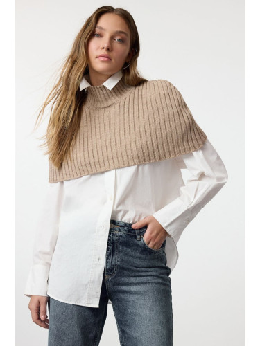 Trendyol Mink Crop Turtleneck Knit Sweater