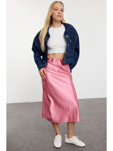 Trendyol Pink Premium Satin A Cut/Flare Skirt