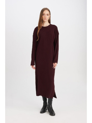 DEFACTO Regular Fit Crew Neck Basic Plain Long Sleeve Knitted Dress