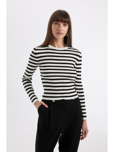 DEFACTO Basic Striped Crew Neck Ribbed Knitwear Sweater