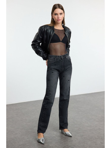 Trendyol Black High Waist Straight Jeans