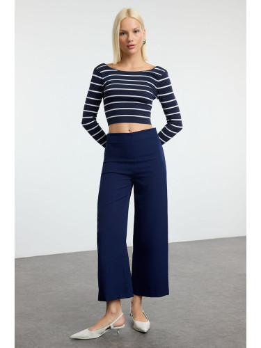 Trendyol Navy Blue Culotte Pattern Woven Trousers