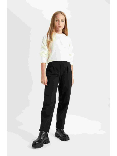 DEFACTO Girl Black Straight Fit Straight Cut Elastic Waist Trousers