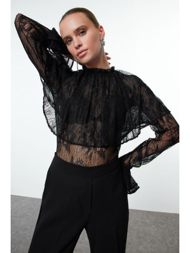 Trendyol Black Unlined Lace Blouse