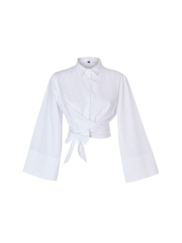 Trendyol White Tie Detail Regular Regular Pattern Woven Shirt