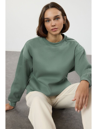 Trendyol Mint Oversize/Wide Fit Thick Crew Neck Knitted Sweatshirt with Pockets