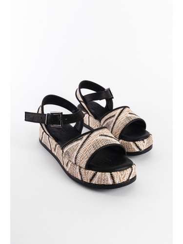 Capone Outfitters Wicker Genuine Leather Ankle Strap Women's Sandals