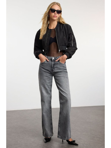 Trendyol Anthracite More Sustainable Normal Waist Wide Leg Jeans