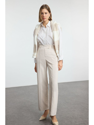 Trendyol Beige Wide Leg High Waist Woven Trousers