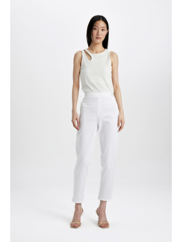 DEFACTO Cigarette Normal Waist Straight Leg Satin Basic Trousers