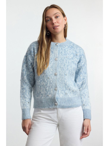 Trendyol Blue Soft Textured Patterned Knitwear Cardigan