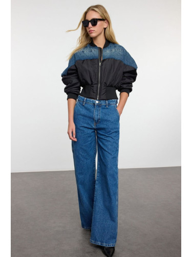 Trendyol Blue Pocket Detailed High Waist Wide Leg Jeans