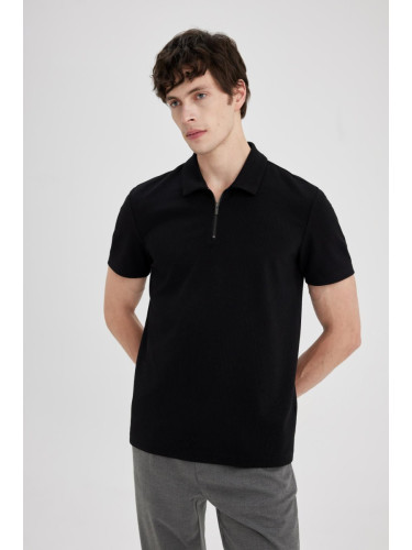 DEFACTO Regular Fit Zipper Collar Short Sleeve Polo T-Shirt