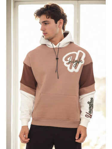 71185 Dewberry Embroidered Oversize Mens Sweatshirt-CAMEL