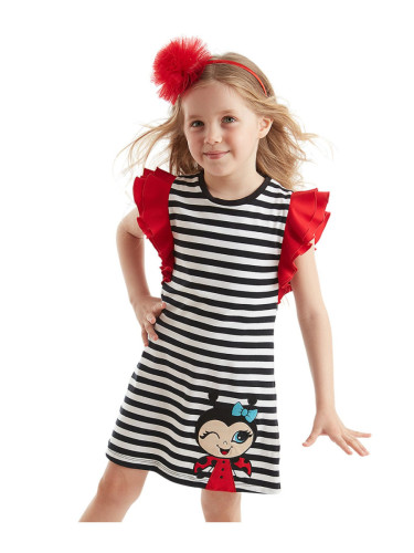 Denokids Lucky Girl Striped Ruffle Summer Dress