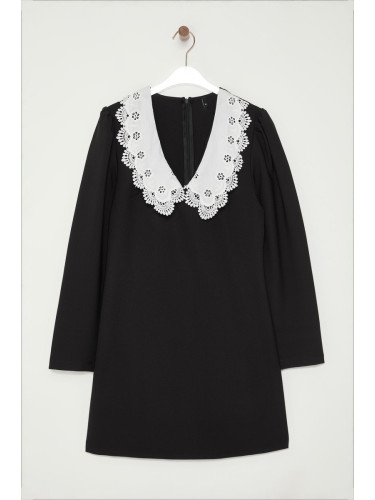 Trendyol Black A-Line Collar Detailed Mini Woven Dress