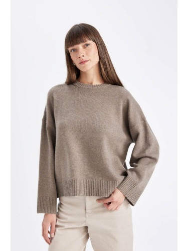 DEFACTO Oversize Fit Wide Mold Crew Neck Basic Plain Sweater