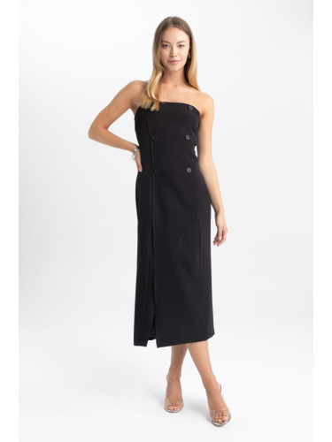 DEFACTO Strapless Slit Midi Dress