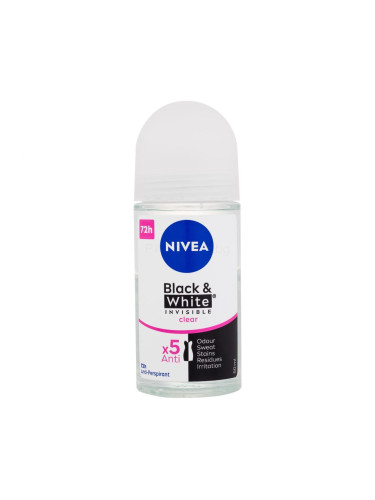 Nivea Black & White Invisible Clear 48h Антиперспирант за жени 50 ml