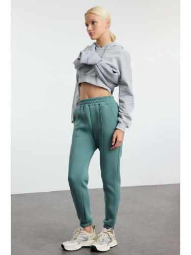 Trendyol Dark Mint Ribbed Basic Jogger Thick Polar Fleece Knitted Sweatpants