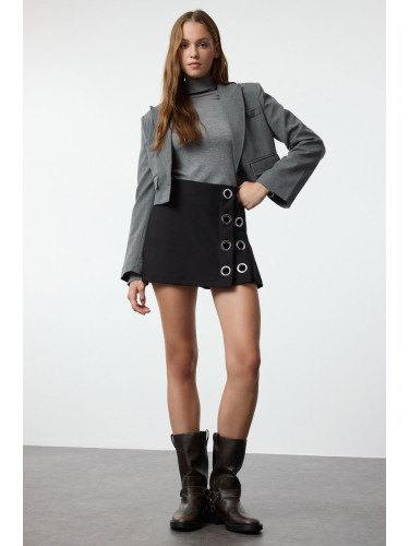 Trendyol Black Eyelet Detailed Woven Shorts Skirt