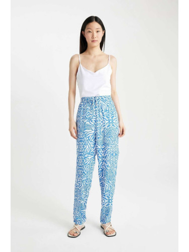 DEFACTO Harem Patterned Pocket High Waist Viscose Trousers