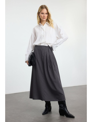 Trendyol Anthracite Pleat Detailed Woven Skirt