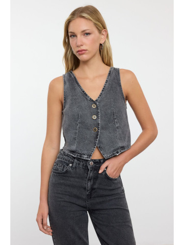 Trendyol Anthracite Denim Vest