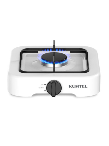 Единичен газов котлон KUMTEL HGCL-1001W, Битова газ LPG, 26.5x26.5 см, Бял