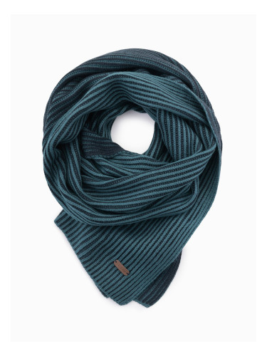 Ombre Knitted men's two-tone striped scarf - navy blue and sea