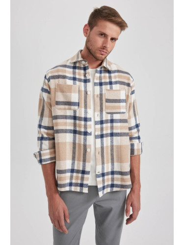 DEFACTO Relax Fit Checkered Long Sleeve Shirt