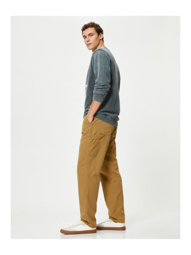 Koton Boyfriend Trousers Washed Buttoned with Pocket Detail