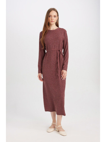 DEFACTO Regular Fit Crepe Long Sleeve Midi Dress