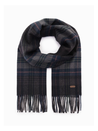 Ombre Men's Scottish check scarf with tassels - black-gray