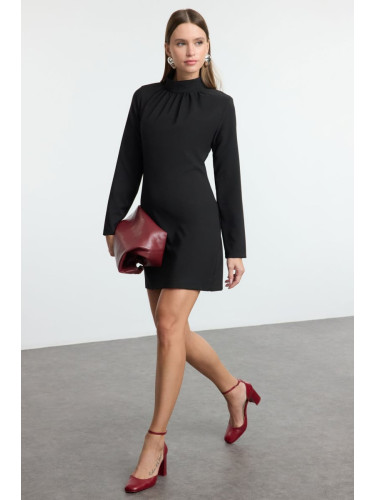 Trendyol Black A-Line High Collar Mini Woven Dress