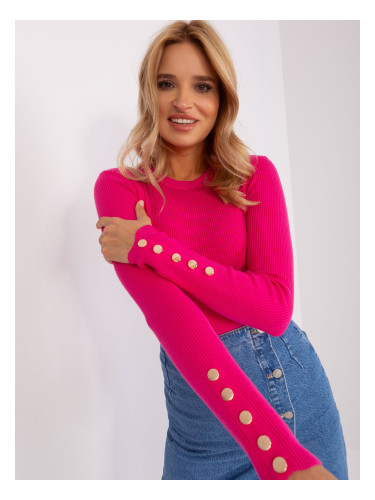 Classic fuchsia sweater with a round neck