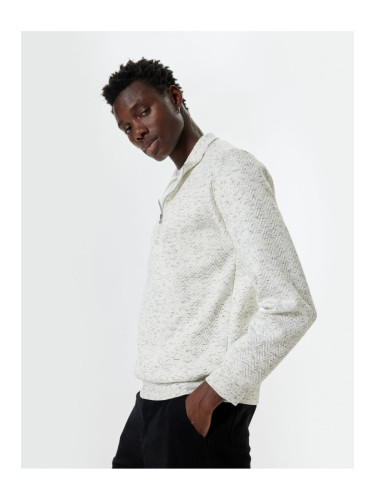 Koton Half Zip Sweatshirt Textured Cotton