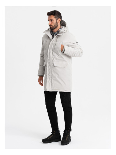 Ombre Long classic men's parka jacket - cream